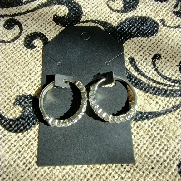 Rhinestone Hoop Earrings - Picture 12 of 13